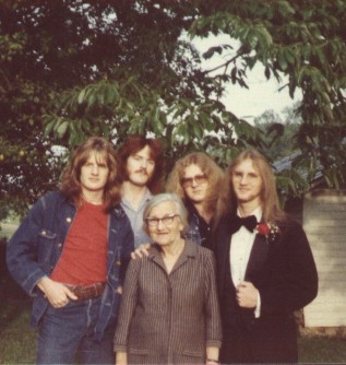 Anthony, Tim Speck, Richard, Fred with our biggest fan grandmother (Shotgun Effie)